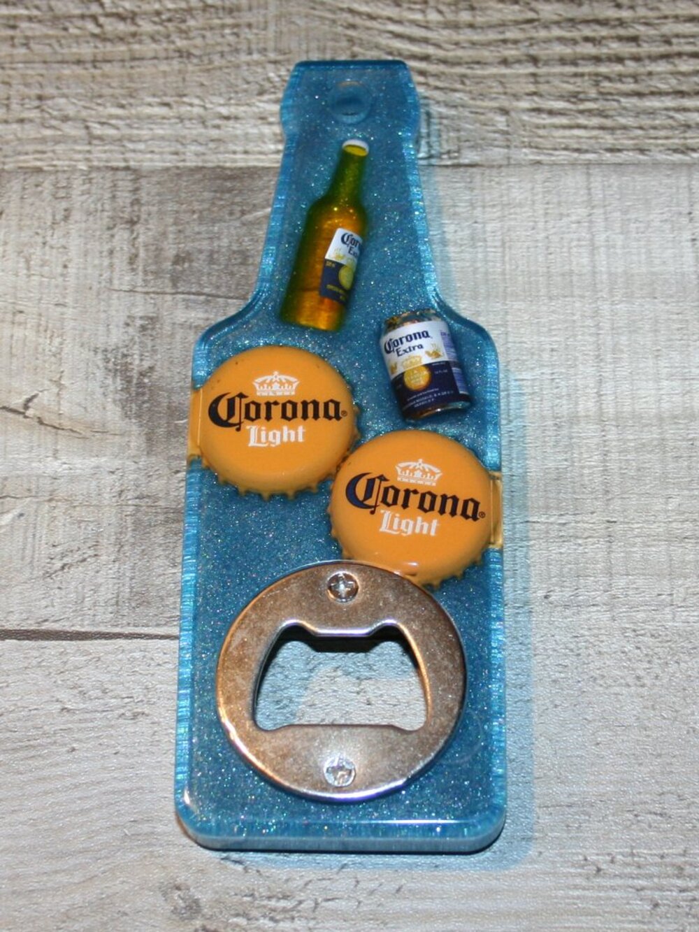 Handmade Resin Bottle Opener Fridge Magnet Bar Accessory Beer Shape Alcohol Blue